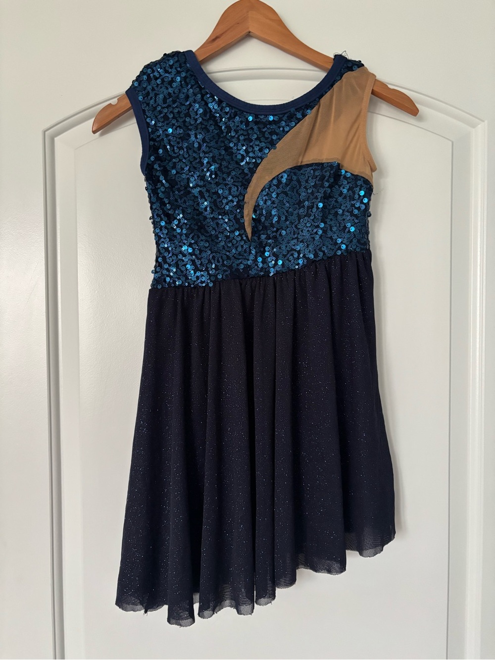 A Wish Come True Be Your River Teal Navy Sequin Lyrical Dance Costume Dress SA